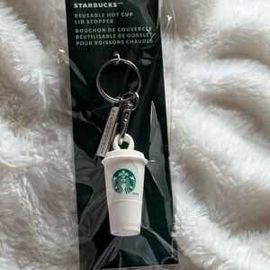 Starbucks White and Green Cup Keychain